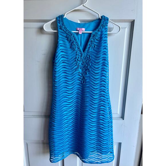 Lily Pulitzer blue wavey knit lace margate dress size Small - Picture 2 of 5